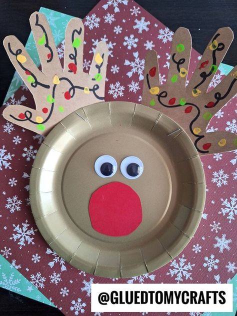 Glued to My Crafts Reindeer Crafts Preschool, Paper Plate Reindeer, Raindeer Crafts, Christmas Reef, Preschool Craft Activities, Paper Plate Crafts For Kids, Reindeer Craft, Toddler Art Projects, Days Till Christmas