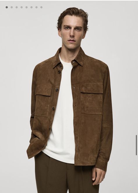 Overshirt Men, Antoine Griezmann, Fashion Project, Mango Man, Leather Jacket Men, Cognac, Suede Leather, Mens Jackets, Mango