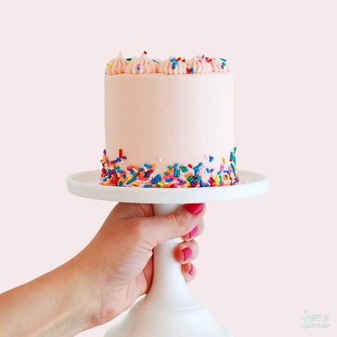 Small Batch Vanilla Cake Small 6 Inch Cake, Mini Celebration Cakes, 5 Inch Cake Recipe, Simple Small Cake Designs, Mini Cakes Ideas Aesthetic, Tiny Birthday Cake, 2 Person Cake, Diy Mini Cake, Individual Birthday Cakes