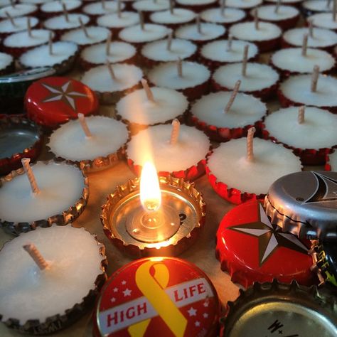 Bottle Cap Candles, Tea Candle, Candle Ideas, Beer Caps, Tea Candles, Bottle Cap, Tea Light Candle, Cycling, Beer