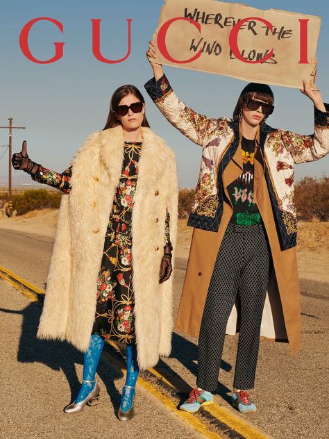 Fashion hitchhikers Gucci Ad, Gucci Campaign, Eyewear Campaign, Gucci Runway, San Ysidro, Gucci Spring, Outdoor Shoot, Campaign Fashion, Style Blazer