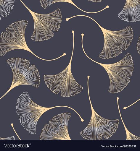 Art Deco Drawing, Abstract Wall Painting, Gingko Leaves, Ginkgo Leaves, Wall Texture Design, Seamless Floral Pattern, Golden Pattern, Leaves Vector, Art Carved