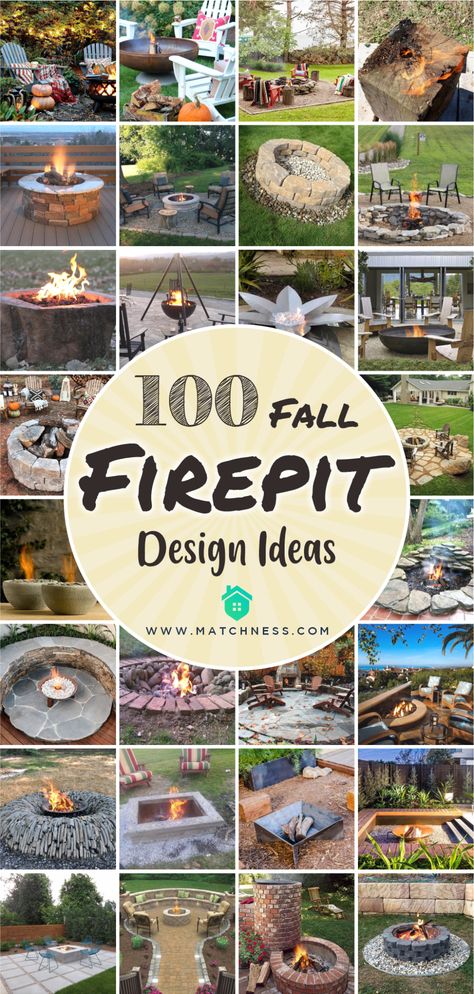 100 Fall Fire Pit Design Ideas - Matchness.com Fall Fire Pit, Paver Fire Pit, Fire Pit With Rocks, Outdoor Fire Pit Area, Fire Pit Wall, Contemporary Fire Pit, Brick Fire Pit, Outdoor Fire Pit Designs, Fire Pit Landscaping