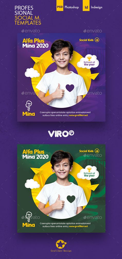 Kids School Social Media Templates School Social Media, Kids Social Media, Banner Web, Social Media Poster, Social Media Design Inspiration, Facebook Youtube, Social Media Advertising, Trik Fotografi, Social Media Templates