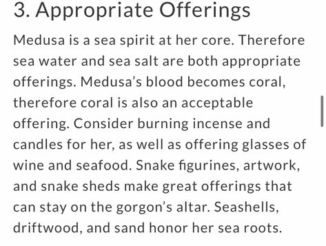 Offerings To Medusa, How To Worship Medusa, Medusa Deity Offerings, Offerings For Medusa, Medusa Altar Ideas, Medusa Deity Work, Working With Medusa Witchcraft, Cow Tongue Spell, Working With Medusa