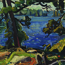 Lismer TreesGeorgianBayBlueWater copy sm Arthur Lismer, Group Of Seven Paintings, Franklin Carmichael, Tom Thomson, Art Foundation, Canadian Painters, Group Of Seven, Sheffield England, School Of Art