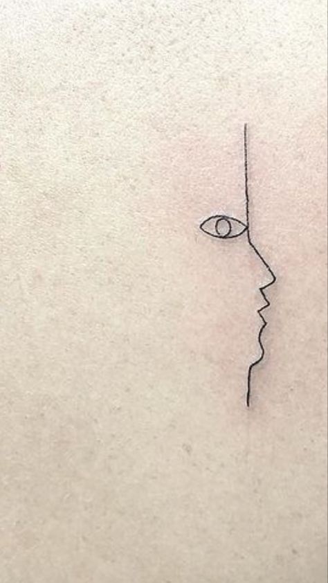 Single line drawing of the side of face - as a tattoo Single Line Abstract Tattoo, Abstract Line Face Tattoo, Single Line Face Tattoo, Line Abstract Tattoo, Line Face Tattoo, Single Line Face, Side Of Face, Line Face, Single Line Tattoo