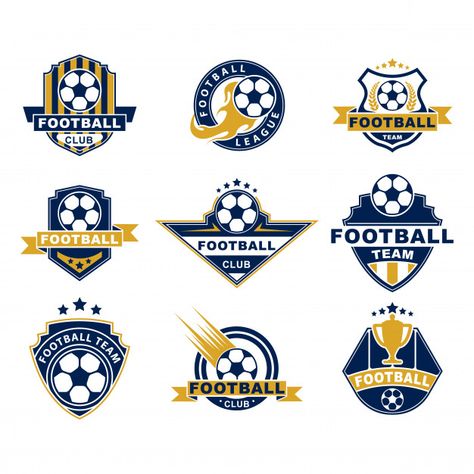 Football team or club flat labels set | Free Vector #Freepik #freevector Ribbon Label, Football Logo Design, Soccer Tournament, Foto Langka, Team Badge, Football Team Logos, Football Tournament, Soccer Logo, Club Badge