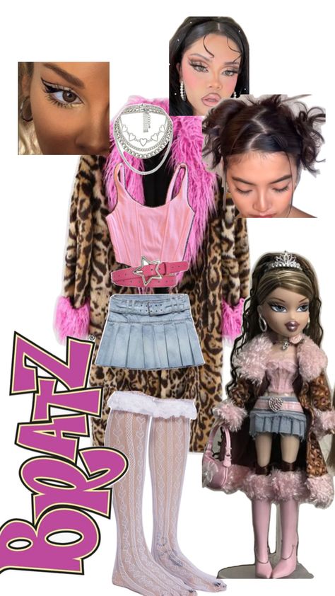 Brats Halloween Costumes Ideas, Bratz Costumes Halloween, Bratz Doll Costume Ideas, Bratz Doll Halloween Costume Diy, Bratz Dolls Halloween Costumes, Bratz Costume Halloween Ideas, Bratz Costume Ideas, Bratz Doll Costume Halloween Ideas, Bratz Costumes