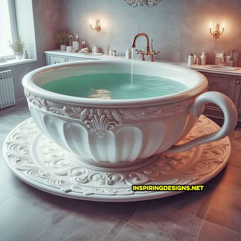 These Giant Teacup Shaped Bathtubs Will Steep Your Bath Time in Luxury – Inspiring Designs Luxurious Bathtubs, Diy Tiny House, Unusual Furniture, Fantasy Furniture, Deep Soaking Tub, Bathtub Design, Dream Bathrooms, Luxury Homes Interior, Bathtubs