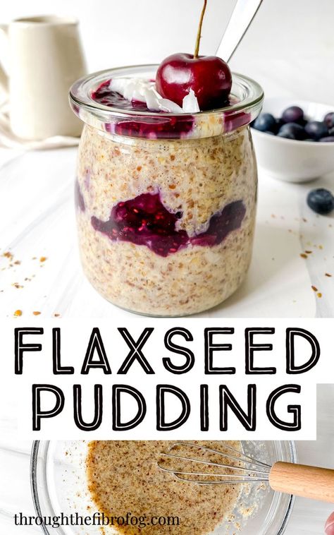 labelled flaxseed pudding in a jar with a cherry on it and a bowl of flaxseed being whisked. Flaxseed Pudding, Flax Seed Pudding, Low Histamine Diet, Non Dairy Milk, Low Histamine, Flax Seed Recipes, Nutrition Articles, Nuts And Seeds, Breakfast Idea