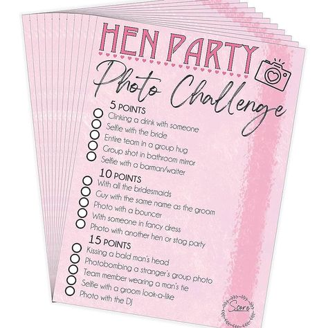 Hen Party Pyjama Party, Hen Do Photo Challenge, Pink Ladies Hen Party, Fun Hen Party Ideas, Hen Do Game Ideas, Unique Hen Party Ideas, Hen Party Bag Ideas, Hen Party Diy, Hen Party Food Ideas