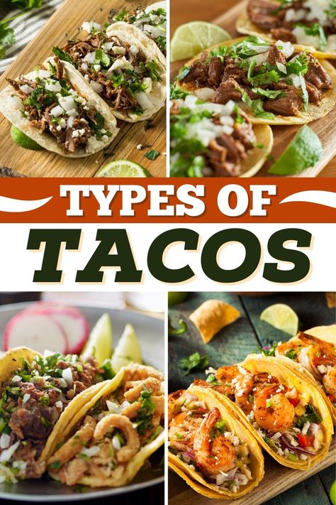 Types Of Tacos Different, Different Kinds Of Tacos, Lunch Recipes Mexican, Dinner Recipes Tacos, Taco Types, Taco Diet, Growing Watermelon, Recipes Tacos, Taco Ideas