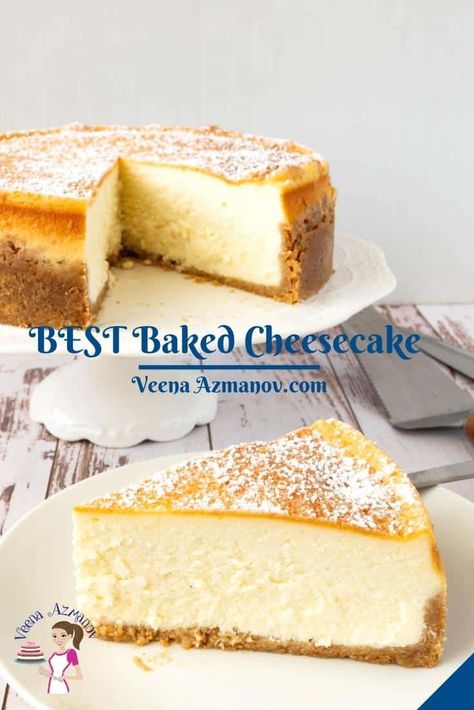 Water Bath Cheesecake, Cheesecake Recipe No Sour Cream, Cheesecake Recipe No Water Bath, Lemon Cheesecake Tarts, Basic Cheesecake, Cream Cheese Cheesecake, Sour Cream Cheesecake, Plain Cheesecake, Cheesecake Recipes Classic