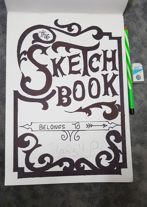 Follow for more First Page For Sketchbook, First Page Drawing Ideas Sketchbook, Front Page Design Sketchbook, Drawing Book First Page Design, Things To Draw On The First Page Of A Sketchbook, Sketch Book Cover Page Design Ideas, Sketch Book First Page Ideas Aesthetic, First Page Ideas Sketchbook, Ideas For Sketch