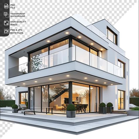 PSD modern house isolated on transparent... | Premium Psd #Freepik #psd Modern Semi Detached House, Modern Residential Building, 3d Building Design, House Png, 3d House Plans, Estate House, Modern Architecture Design, Residential Building Design, Interior Design Drawings