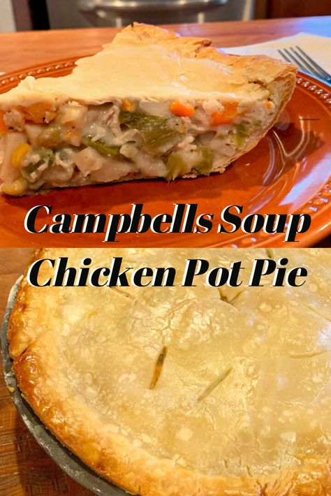 No more struggling with complicated recipes after a long day. This chicken pot pie is a lifesaver for busy families. Bonus: it tastes delicious too!  Make this Campbells chicken pot pie with our veg all chicken pot pie recipe. It’s an easy Campbells soup chicken pot pie recipe.   #easydinner #familyfriendly #chickenpotpie #CampbellsChickenPotPie #CampbellsSoupChickenPotPie #MyTurnforus #VegAllChickenPotPie #VegAllChickenPotPieRecipe #WhatToEatWithChickenPotPie Cream Of Chicken Soup Chicken Pot Pie, Chicken Pot Pie Recipe Campbells Soup, Campbell Chicken Pot Pie Recipe, Chicken Pot Pie With Cream Of Potato Soup, Pot Pie Cream Of Chicken Soup, Pot Pie With Cream Of Chicken Soup, Cream Of Mushroom Chicken Pot Pie, Chicken Pot Pie Videos Easy, Chicken Pot Pie Cream Of Mushroom