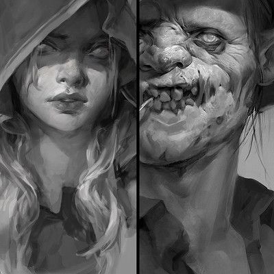 Greyscale Portrait Painting, Tatyana Kupriyanova, Greyscale Painting, Simple Portrait, Concept Artist, Concept Art Character, Digital Painting Tutorials, Anatomy Art, Digital Art Tutorial