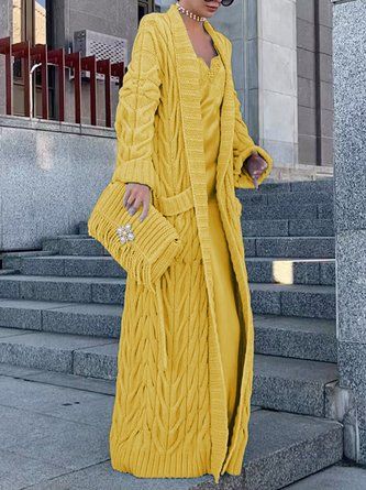 Faux Leather Coat, 2025 Fashion, Cardigan Outfits, Mellow Yellow, Open Front Cardigan, Style Outfits, Elegant Outfit, Long Sleeve Cardigan, Long Sweaters