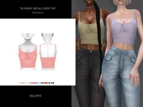 Bill Sims' Tie Front Detail Crop Top Accessory Top Sims 4, Ts4 Accessory Top, Sims 4 Tied Shirt, Sims Shirts, Sims 4 Cc Clothes Female Crop Top, Sims 4 Female Crop Tops, Sims Tops, Sims 4 Mac, Sims 4 Download