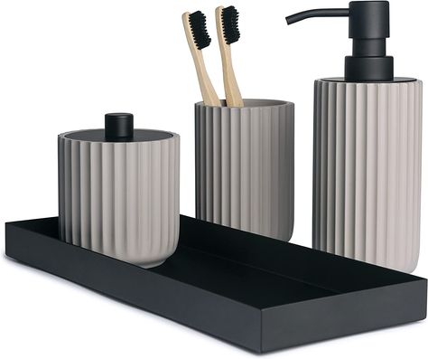 Bathroom Accessory Set, Grey Bathroom Accessories Set, Black Bathroom Accessories Sets Complete, Bathroom Assesssories Set, Farmhouse Bathroom Decor, Bathroom Soap Dispenser Set, Boho Bathroom Decor : Amazon.co.uk: Toys & Games White Bathroom Accessories Set, Black Bathroom Accessories Set, Matte Black Bathroom Accessories, 4 Piece Bathroom, Black Bathroom Decor, Black And Gold Bathroom, Gray Bathroom Accessories, White Bathroom Accessories, Gold Bathroom Accessories