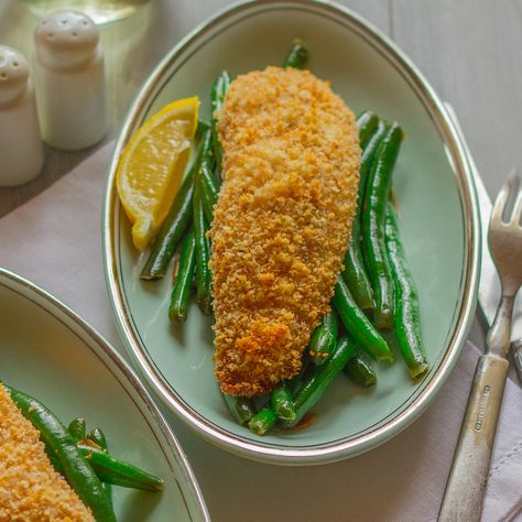 This easy recipe for baked tilapia uses panko bread crumbs and takes 15 minutes in the oven. Baked Parmesan Tilapia, Baked Whole Fish, Breaded Tilapia, Oven Baked Tilapia, Baked Tilapia Recipes, Roasted Halibut, Salt Seasoning, Tilapia Recipe, Fish Recipes Baked