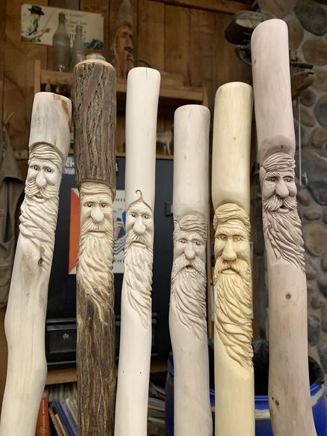 Whittling Club | The next generation of Mountain Folk walking sticks | Facebook Whittling, Whittling Sticks, Whittling Patterns, Different Eyes, Whittling Projects, Wood Spirit, Drift Wood, Walking Sticks, I Try