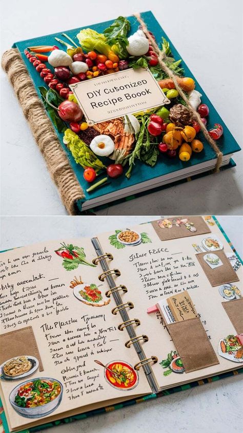 Compile your family's favorite recipes into a beautifully designed recipe book. Add personal touches like photos, handwritten notes, and cooking tips. This DIY gift is perfect for parents who love to cook and cherish family traditions. #RecipeBook #DIYGifts #ParentsDay Recipe Book Ideas Diy, Handmade Cookbook Ideas, Creating A Cookbook, Recipe Album Diy, Diy Cooking Book, Recipe Book Photography, Cookbook Scrapbook Ideas, Recipe Book Drawing, Recipe Book Design Ideas