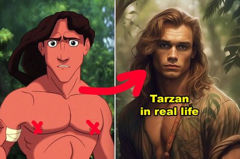 I Used AI Technology To Turn 15 Disney Characters Into Real People, And The Results Are Stunning Disney Princes Real Life, Real Life Disney Characters, Official Disney Princesses, Disney Time, Disney Princesses And Princes, Disney Princes, Tarzan, Disney Princesses, Hercules