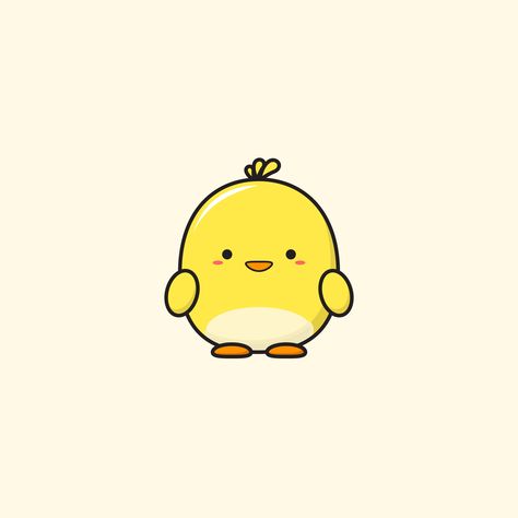 Cute round chick on yellow background. Flat design illustration by Ennbe #ennbedesigns#kawaiichick#kawaii#chick#happychick#yellowchick#shychick#babychick#babychicken#chic#roundchick#roundanimal#cutechick#cuteanimal#simpledrawing#simpledoodle#simpleillustration#yellow#cute Yellow Cute Icon, Chick Drawing Cute, Yellow Drawing Ideas, Duck Illustration Cute, Cute Yellow Icons, Baby Chick Drawing, Cute Yellow Background, Chick Wallpaper, Cute Outfit Ideas Drawing