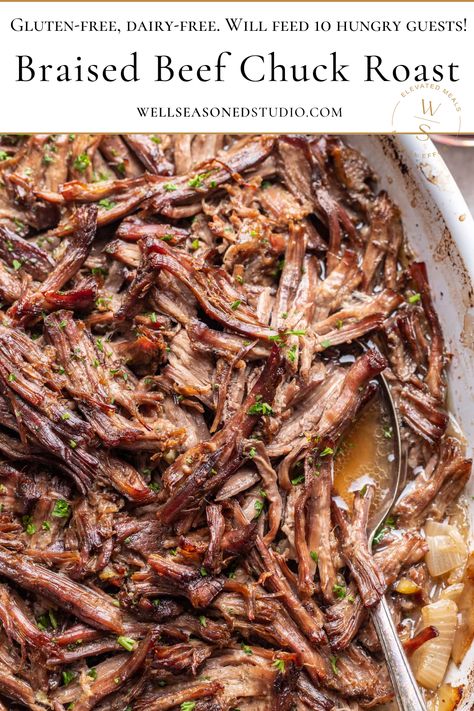 Braised Beef Chuck Roast. Chuck Roast Braised, Chuck Roast For Sandwiches, Boneless Chuck Roast Recipes Slow Cooker, Oven Braised Chuck Roast, Chuck Roast Recipes Bbq, Half Baked Harvest Chuck Roast, Slow Cooked Chuck Roast, Sliced Chuck Roast Recipes, Dinner With Chuck Roast