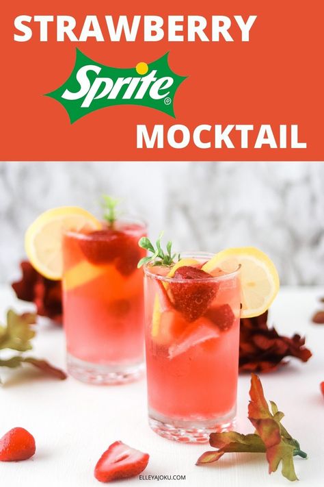 strawberry sprite Fancy Drinks Without Alcohol, Sprite Fruit Drink, Sparkly Non Alcoholic Drinks, Non Alcoholic Drinks Strawberry, Sprite Cocktails Non Alcoholic, Non Alcoholic Signature Drinks, Mocktail Recipe Large Batch, Mocktails Non Alcoholic With Sprite, At Home Mocktails