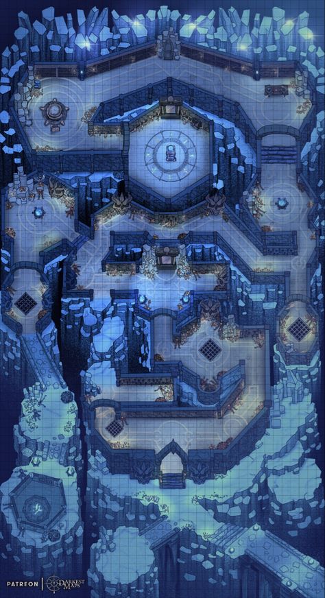 #darkfantasyart #ttrpg #battlemap #dndart Dnd Crystal Map, Water Temple Battlemap, Crystal Battlemap, Dragon Lair Battlemap, Underwater City Battlemap, Large Battlemap, The Lich, Fantasy City Map, Fantasy Map Making