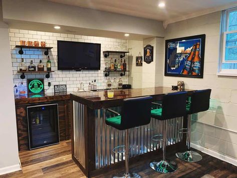 The Top 56 Basement Bar Ideas - Interior Home and Design Small Home Bar Ideas, Small Basement Bar Ideas, Small Basement Bar, Wet Bar Ideas, Modern Home Bar Designs, Rustic Basement Bar, Small Bars For Home, Small Basement Ideas, Basement Bar Ideas