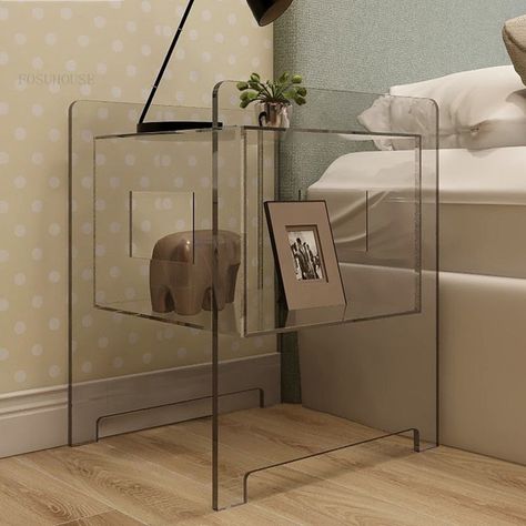 Nordic Luxury Plastic Nightstands for Bedroom Modern Minimalist Transparent Acrylic Bedroom Cabinets Creative Ins Bedside Tables _ - AliExpress Mobile Wooden Aesthetic, Acrylic Nightstand, Bedroom Night Stand, Bedroom Modern Minimalist, Acrylic Bedroom, Bedside Tables Nightstands, Acrylic Furniture, Bedroom Cabinets, Winter Coffee