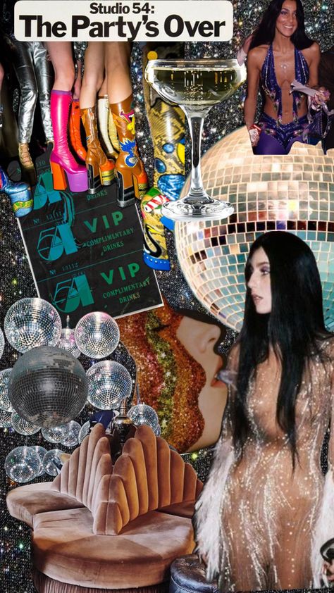 Studio 55 Party, Cher Bachelorette Party, Cher Themed Party, Cosmic Disco Outfit, Disco Birthday Party Aesthetic, Studio 54 Birthday Party, 70s Glam Party, Saturday Night Fever Party, Studio 54 Theme Party