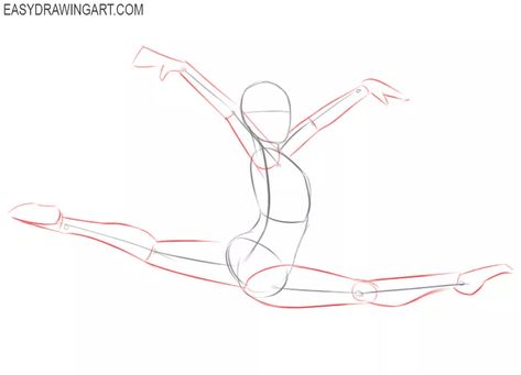 How to Draw a Gymnast - Easy Drawing Art Emo Boy Art, Dancing Drawings, Drawing Body Poses, Art Tutorials Watercolor, Emo Boy, Body Sketches, Body Base Drawing, Human Drawing, Creative Drawing Prompts