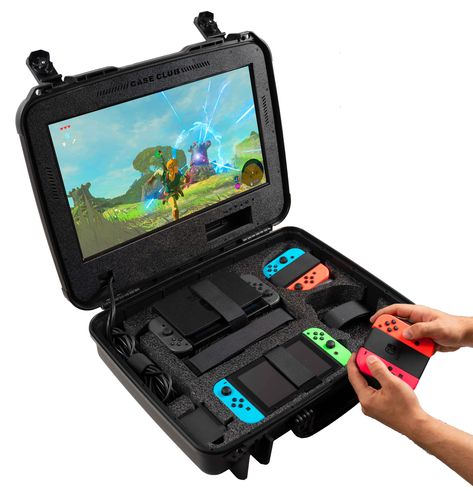 Nintendo Switch Portable Gaming Station with Built-in Monitor - Case Club Cases Nintendo Room, Nintendo Lite, Nintendo Switch Animal Crossing, Nintendo Switch System, Switch Case, Mini Arcade, Nintendo Switch Case, Video Game Room Design, Nintendo Switch Accessories