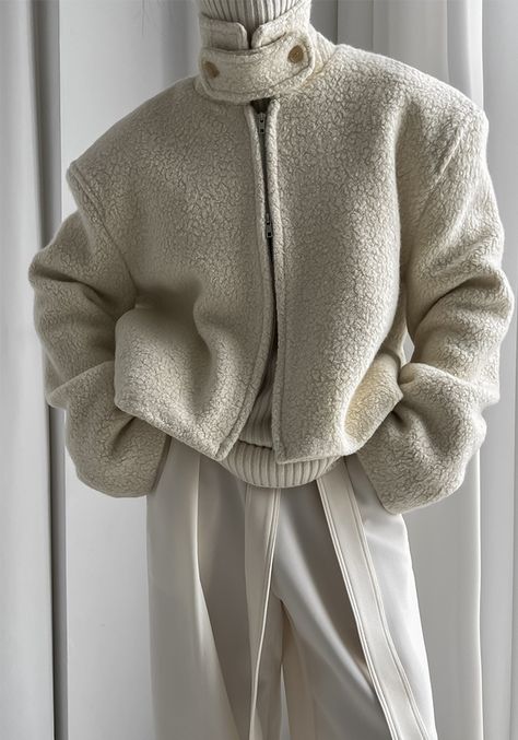 Sporty Jacket, Wool Blend Jacket, Modern Minimalism, 가을 패션, Alpaca Wool, Faux Fur Jacket, Wool Jacket, Fur Jacket, High Collar