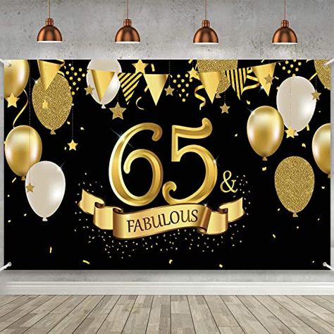 65th Birthday Black Gold Party Decoration, Large Fabric Black Gold Sign Poster for 65th Anniversary Backdrop Banner, 65th Birthday Party Supply Photo Booth Backdrop Background Banner 72.8 x 43.3 Inch 65th Birthday Decorations, 65 Birthday Decorations, 65th Birthday Party, 65th Birthday Invitations, 65 Birthday, Black And Gold Party Decorations, Happy 65 Birthday, Birthday Party Images, Gold Party Decorations