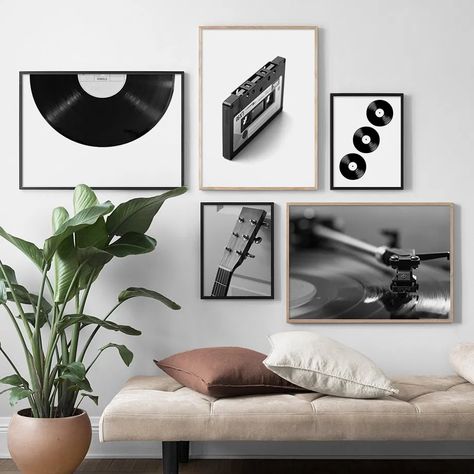 Mens Wall Art, Canvas Painting Vintage, Black Room Decor, Nordic Wall Decor, Record Room, Living Room Decor Inspiration, Art Canvas Painting, Painting Vintage, Black And White Wall Art