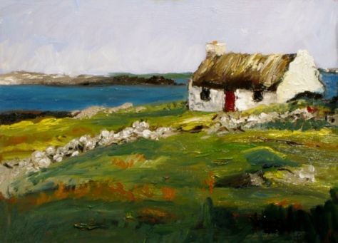 Irish Landscape Artists | ... oil irish landscape seascape cottage painting by artist norma wilson Simple Oil Painting, Cottage Painting, Irish Cottage, Irish Landscape, Daily Painters, Ireland Landscape, Irish Art, Cottage Art, A Hill