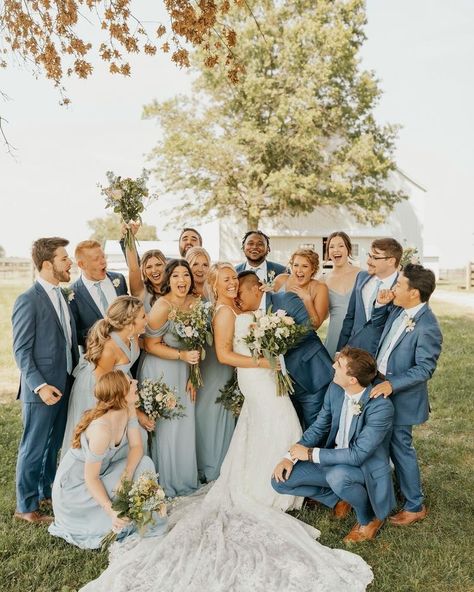 Birdy Grey Dusty Blue, Bridesmaid Dresses Light Blue, Bridesmaid Dresses Blue, Blue Groomsmen Suits, Blue Groomsmen, Light Blue Bridesmaid Dresses, Dusty Blue Bridesmaid, Light Blue Bridesmaid, Tan Wedding