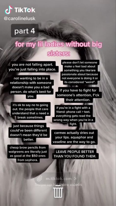 Big Sister Advice, Sister Advice, Teen Tips, Life Hacks Every Girl Should Know, Teen Advice, High School Advice, Girl Advice, Baddie Tips, Older Sister