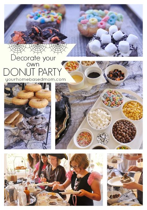 Decorate your own donut party! If I ever have a morning kids party!! :) or maybe after a sleepover! Decorate Your Own Donut, Donut Halloween, Doughnut Party, Donut Decorations, Donut Bar, Donut Birthday Parties, Harvest Party, Under Your Spell, Donut Party