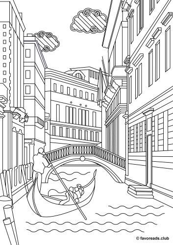 Creative Sights – Venice – Favoreads Coloring Club Visit Venice, Pastel Sec, Line Artwork, Printable Adult Coloring Pages, Italy Art, Colouring Book, Architecture Sketch, Book Page, Disney Drawings