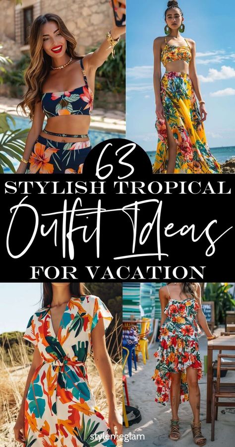 63 Trendy Tropical Outfit Ideas For Your Next Vacation Tropical Outfit Ideas, Caribbean Outfit, Hawaii Trip Outfits, Hawaiian Themed Outfits, Beach Outfits Women Vacation, Island Vacation Outfits, Old Money Look, Tropical Outfits, Caribbean Outfits