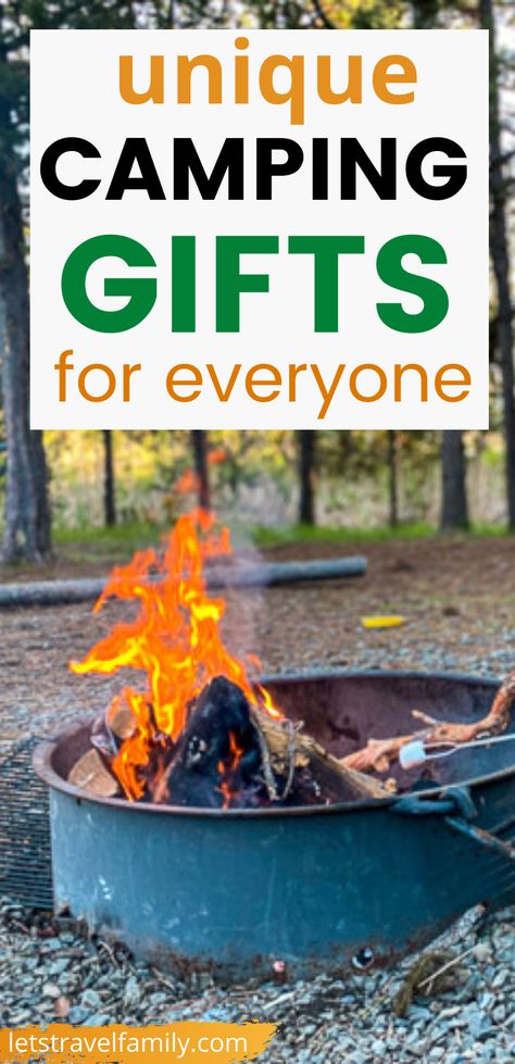 Unique camping gifts for everyone in your family. Check out these fun camping gift ideas for him, for her, for mom, for dad, for kids, for RV owners, for Christmas, and for birthdays. If you have a loved one who loves camping, RV living, or outdoors then check these out. #camping #gifts #campinggifts Gifts For Camping Lovers, Camping Gift Baskets, Gifts For Rv Owners, Camping Gift Ideas, Rv Gifts, Camping Friends, Tent Campers, Camping Birthday, Camping Lovers