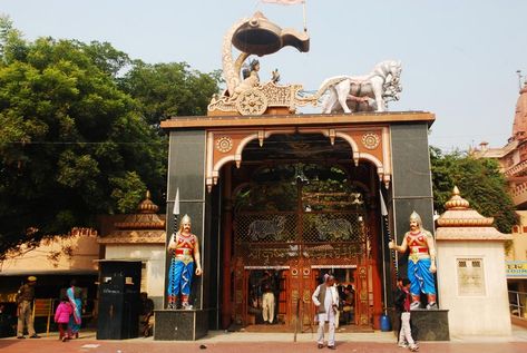 Main Gate of Krishna Janmabhoomi Temple. #Vrindavan Krishna Birth Place, Mathura Vrindavan, Tempo Traveller, Red Fort, Train Times, Bus Tickets, India Tour, Car Rental Service, Tourist Places