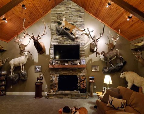 How to Create a Man Cave at Home Trophy Rooms Hunting, Hunting Room Design, Hunting Man Cave, Room Ideas Men, Taxidermy Decor, Extra Space Storage, Hunting Room, Trophy Rooms, Hunting Decor